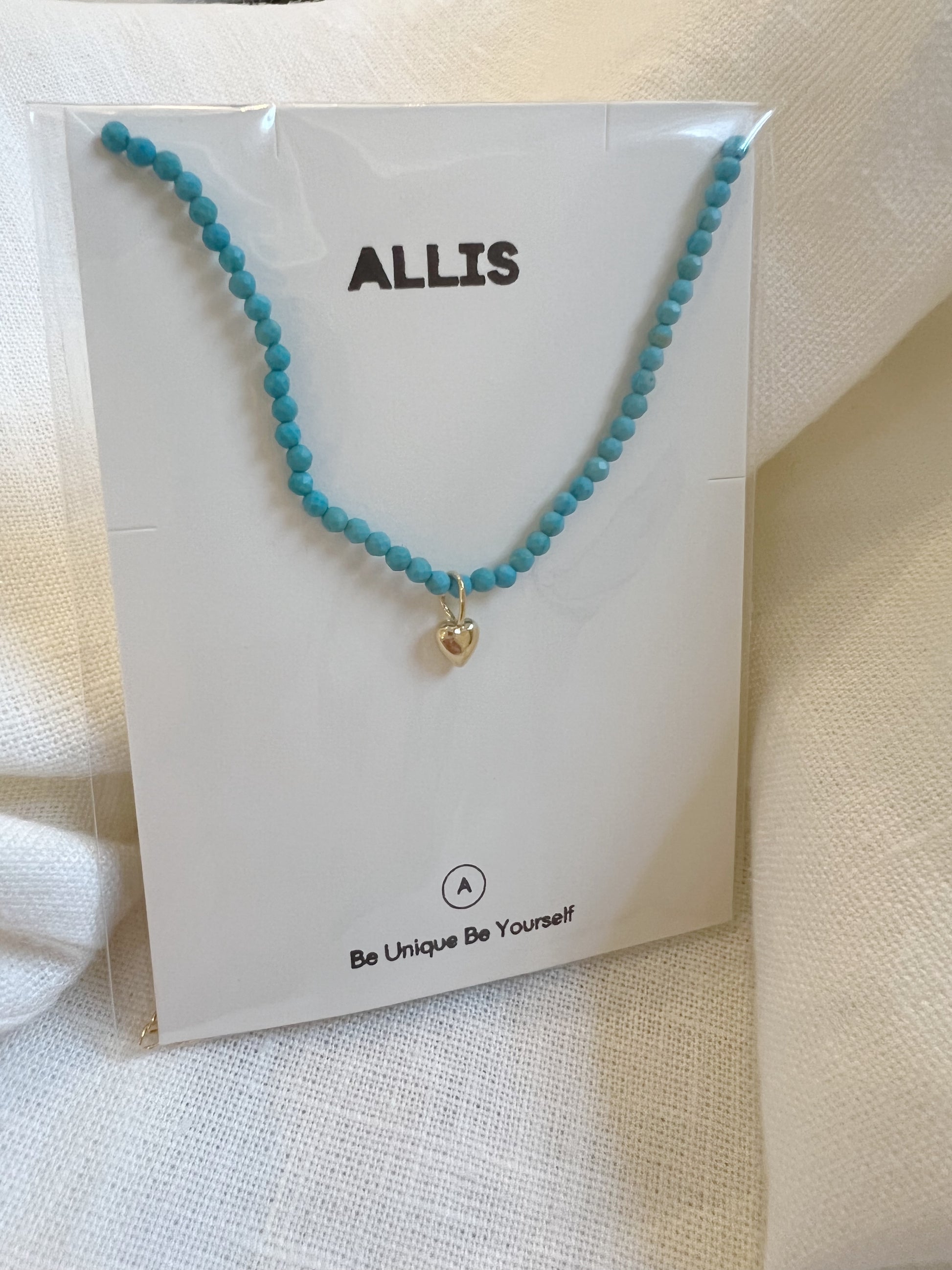 Crystal Beaded Necklace with Heart Pendant