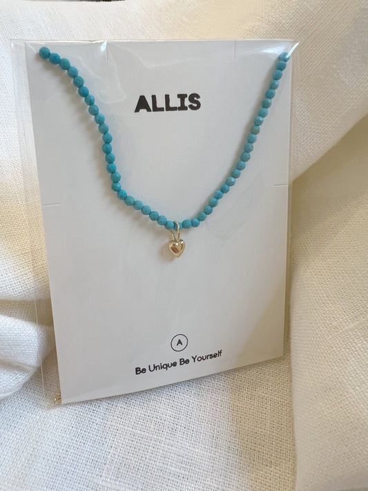 Crystal Beaded Necklace with Heart Pendant