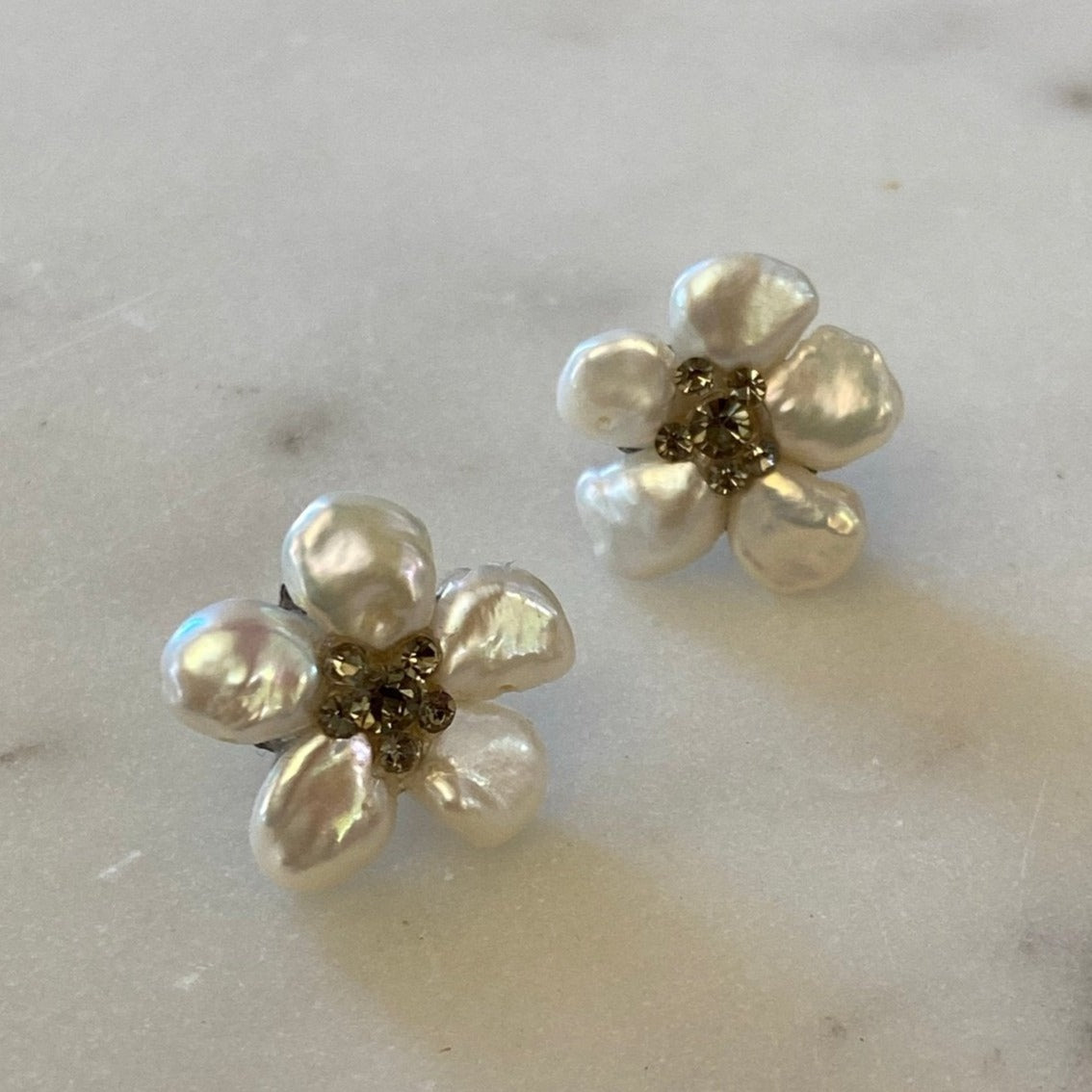 Mother of Pearl Bridal Floral Earrings