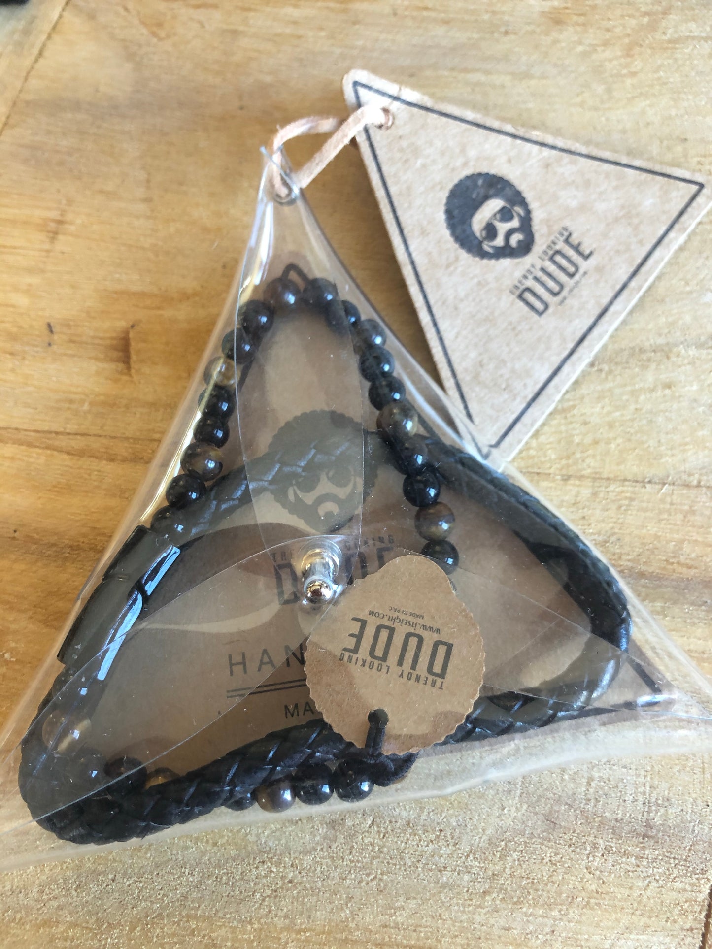 Men's Leather Bracelet with Stones