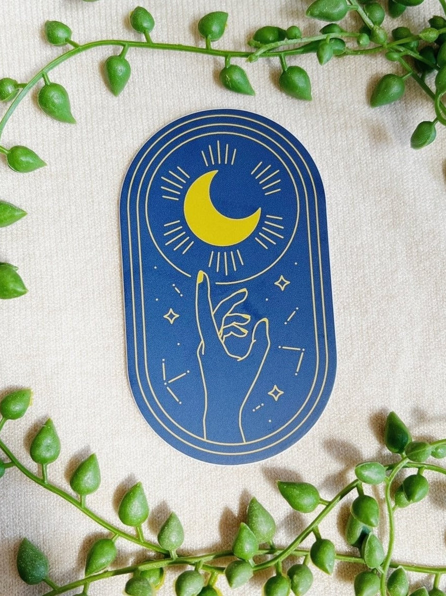 Blue Oval Astrology Hand - Sticker