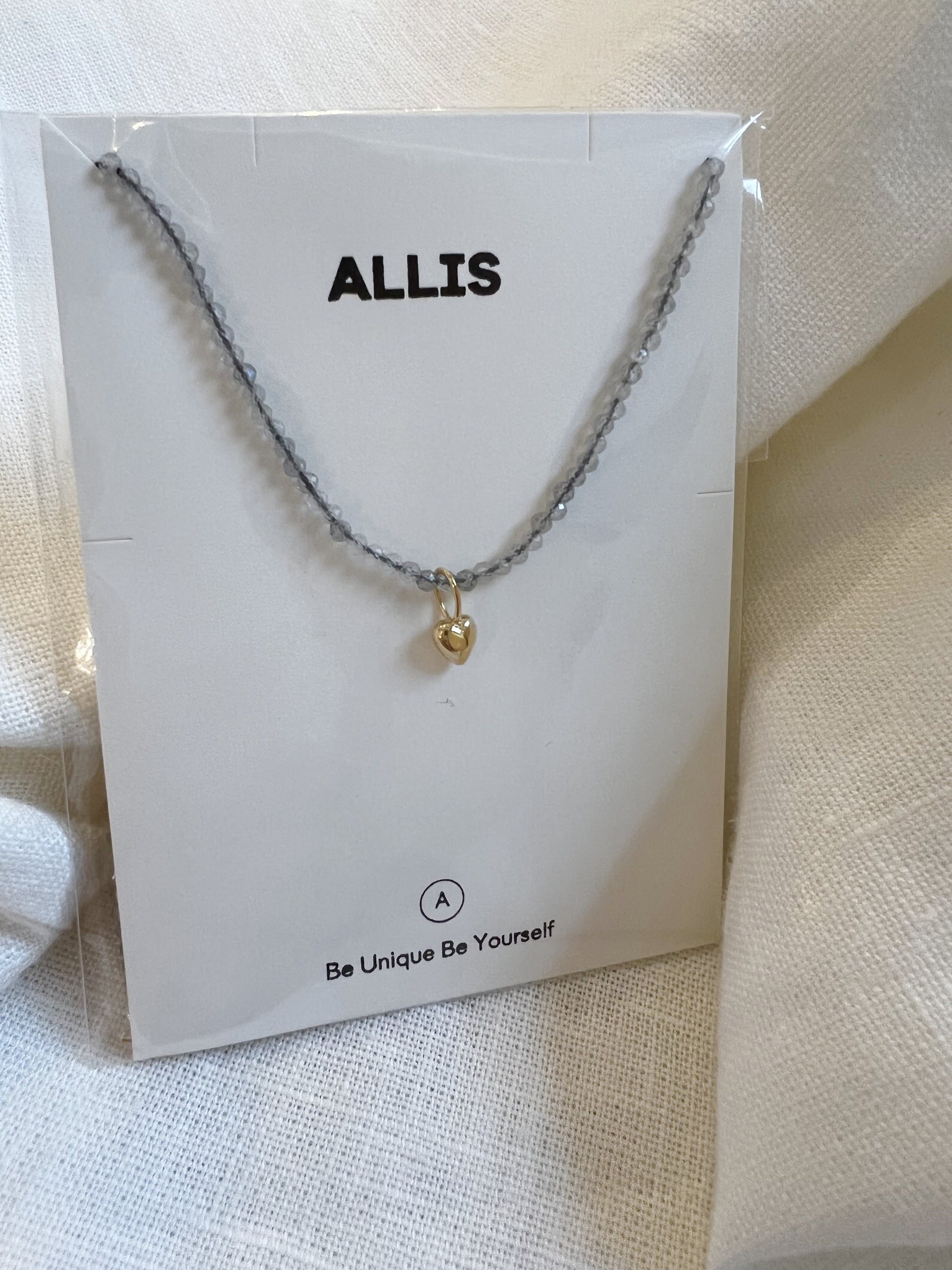 Crystal Beaded Necklace with Heart Pendant