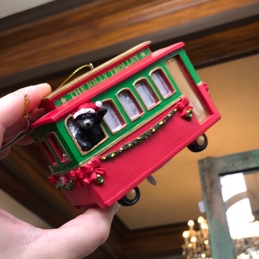 Roman Led Trolly Ornament with Santa Bear