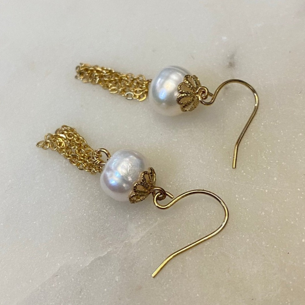 Pearl Tassle Wedding Earrings