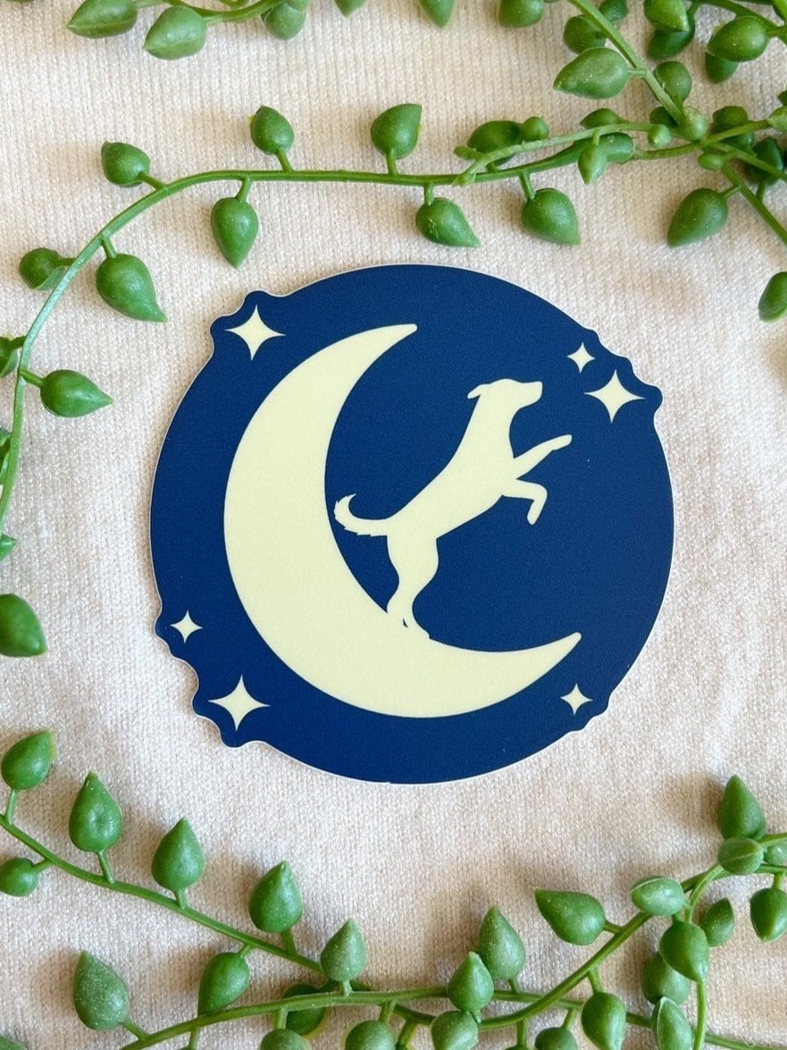 Dog & Moon Blue - Sticker