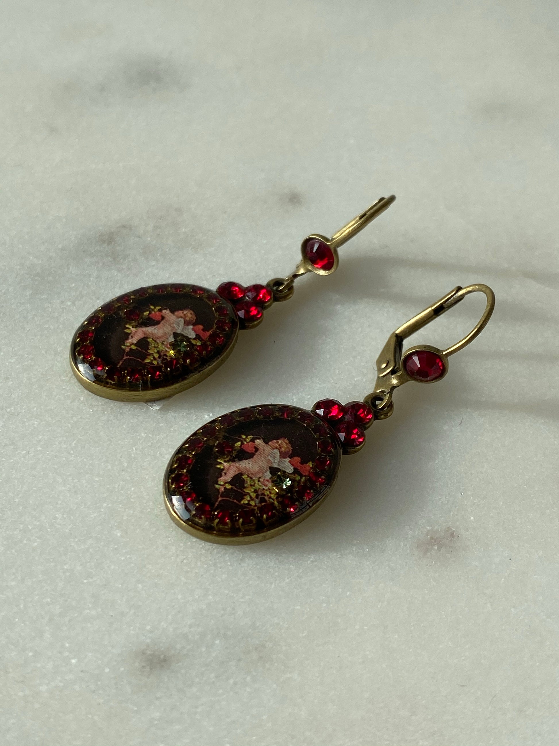 Michal Nergin - Cherub and Roses Earrings