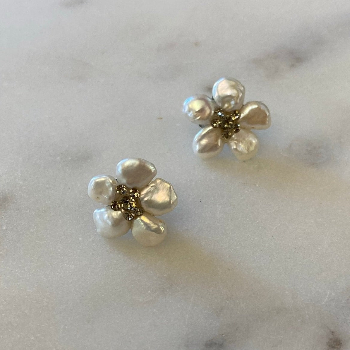 Mother of Pearl Bridal Floral Earrings