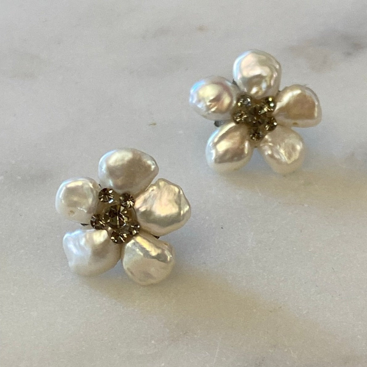 Mother of Pearl Bridal Floral Earrings