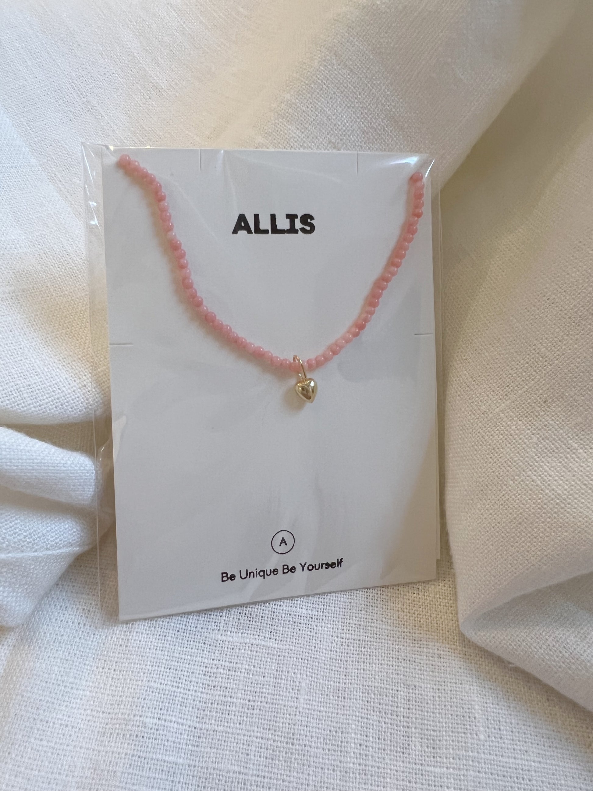 Crystal Beaded Necklace with Heart Pendant