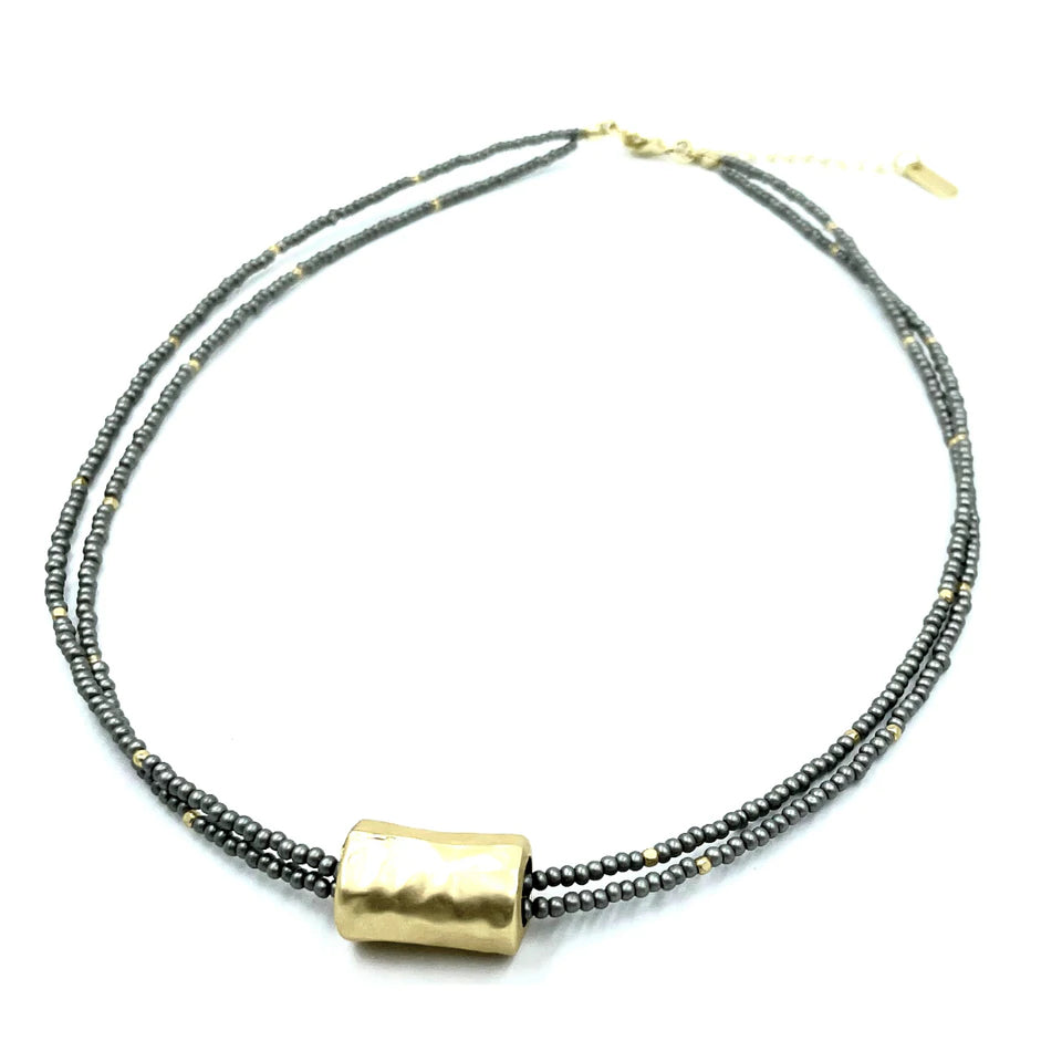 Barrel on Double bronze beaded14k gold filled on sterling silver