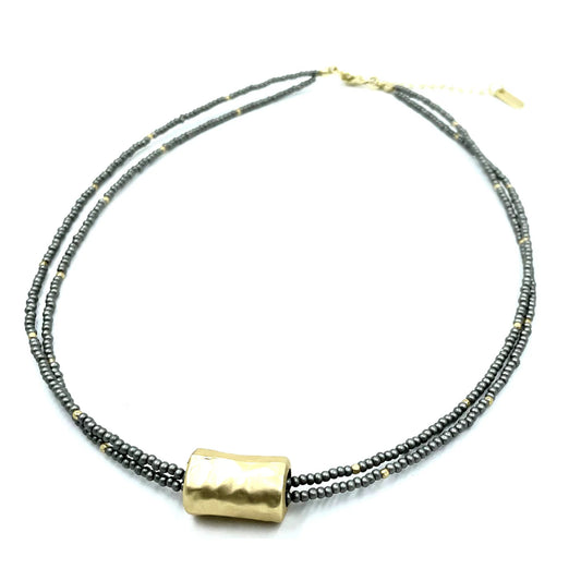Barrel on Double bronze beaded14k gold filled on sterling silver