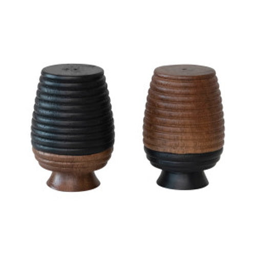 Hand Carved Mango Wood Salt & Pepper Shakers