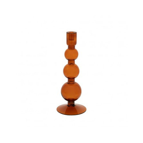 Candle Holder Recycled Glass Bubbles Apricot Orange - Apricot Orange