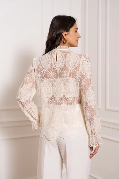 High-Neck Lace Blouse