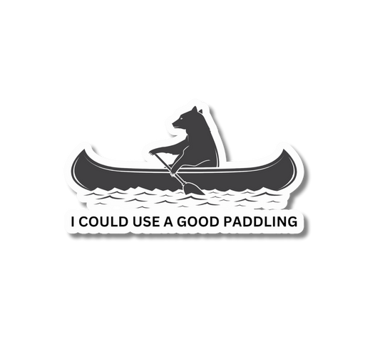 Could Use a Good Paddling Bear Canoeing Sticker