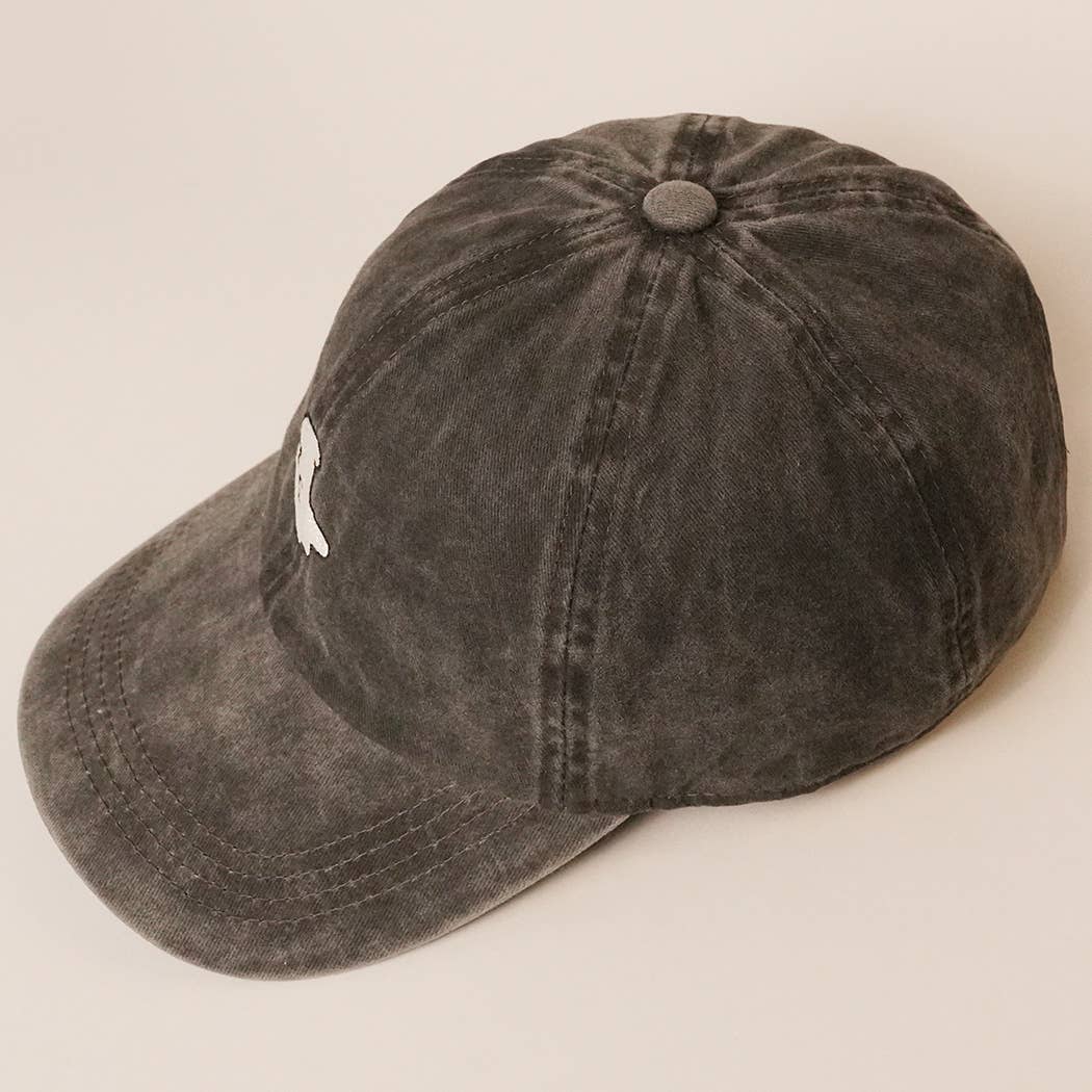 Ghost Embroidered Cotton Baseball Dad Cap