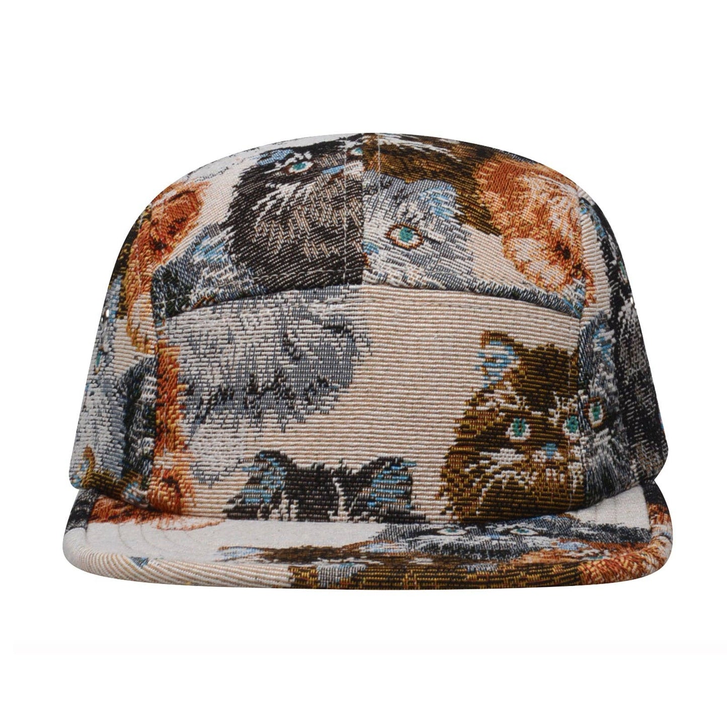 Cat Jacquard 5 Panel Hat Camp Cap | Cat Lover Streetwear Hat | HatPhile