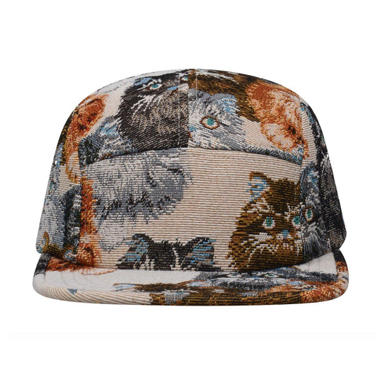 Cat Jacquard 5 Panel Hat Camp Cap | Cat Lover Streetwear Hat | HatPhile