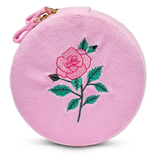 Velvet Jewelry Zip Case / Travel Organizer - Rose - Pink