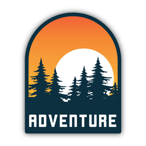 Adventure Sun Setting Behind Trees Sticker