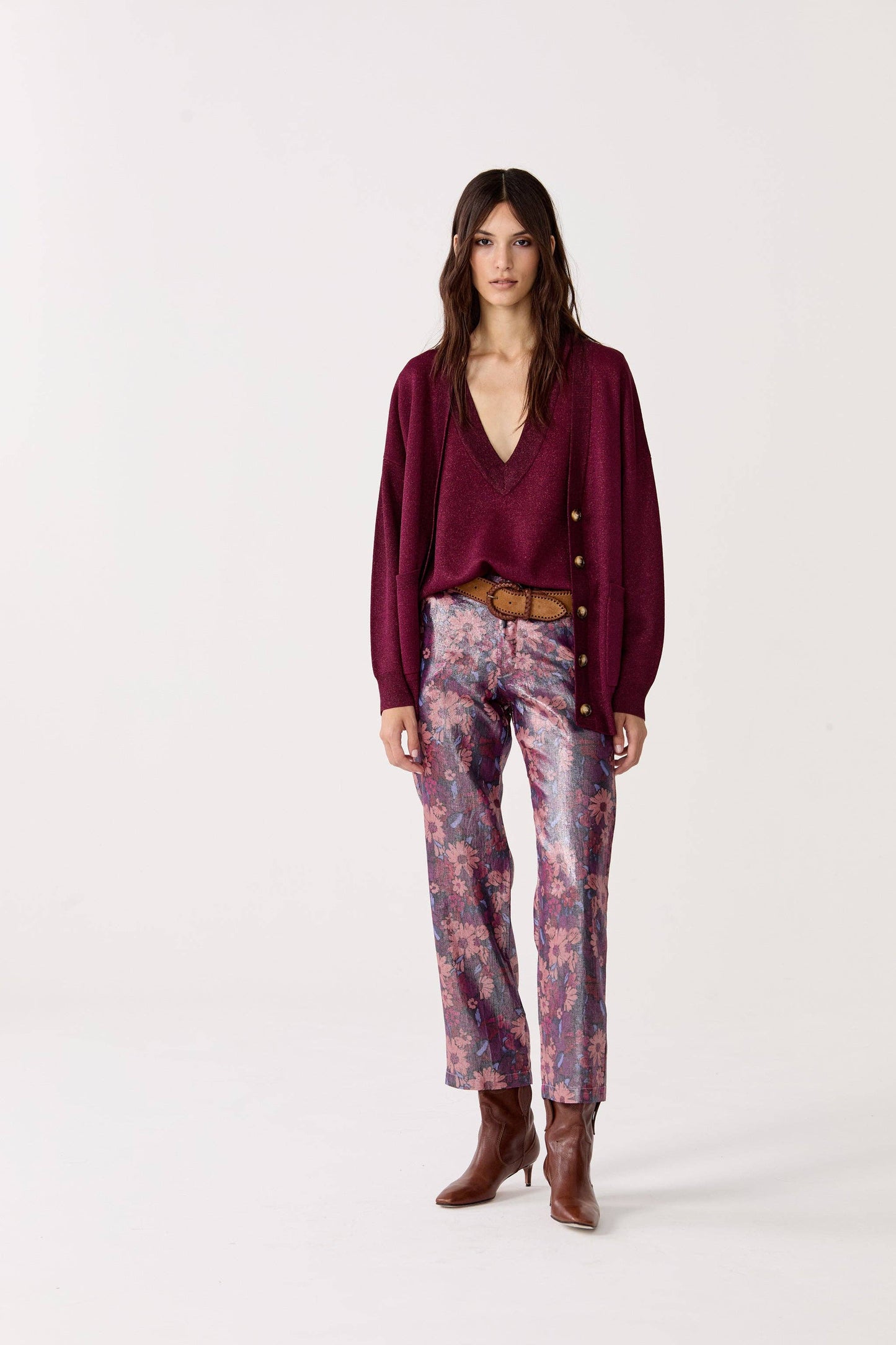 Aspen Lurex Cardigan | Rosso