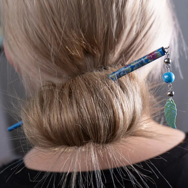 Japanese Floral Hair Sticks with Beads