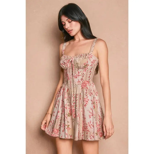 Saltwater Bloom Corset Sweetheart Mini Dress