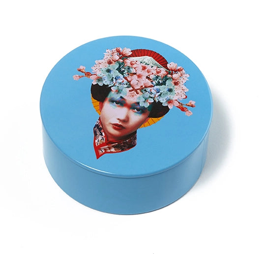 Miss Fuji Round Metal Tin Box