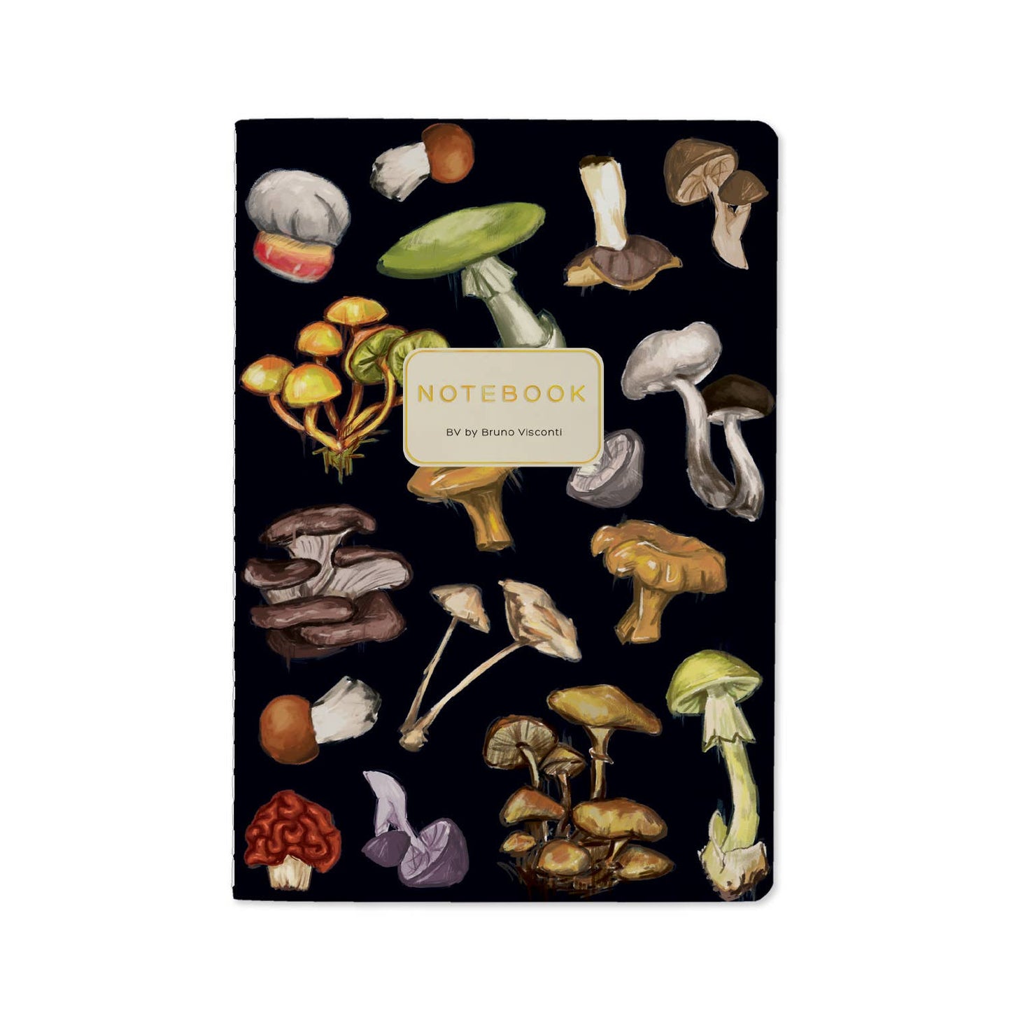 Softcover Notebook | Mushrooms on Black 