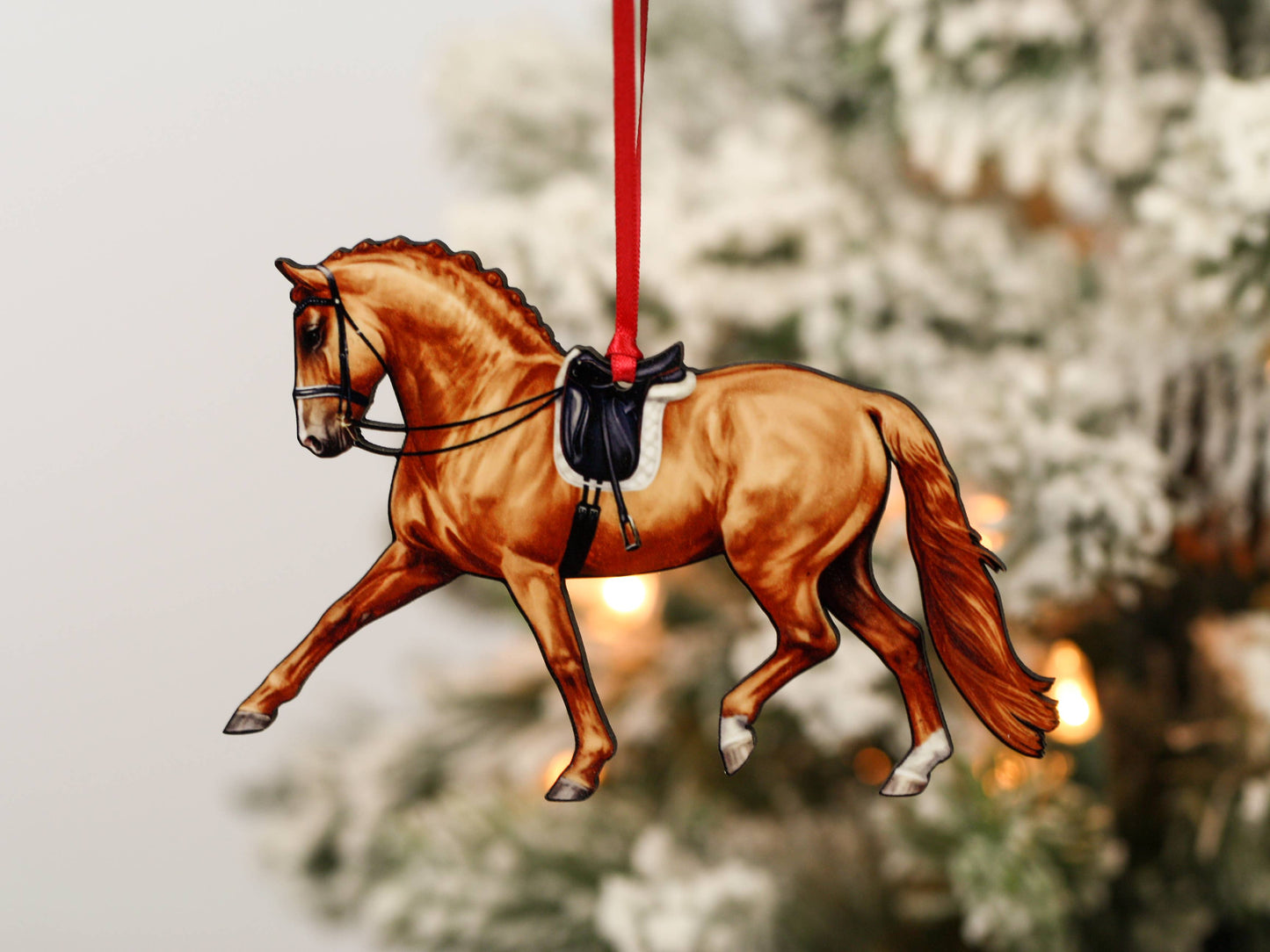 Dressage Horse Ornament - Chestnut Extended Trot Dressage