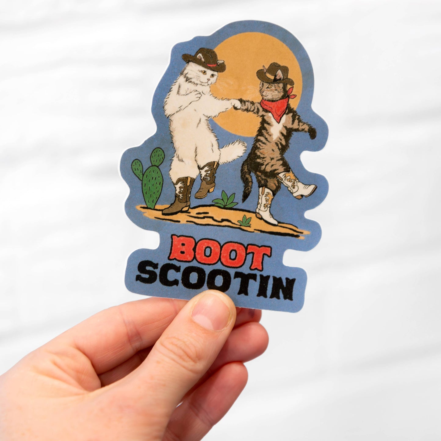 Boot Scootin Kitties Sticker | Dancing Cowboy Cats