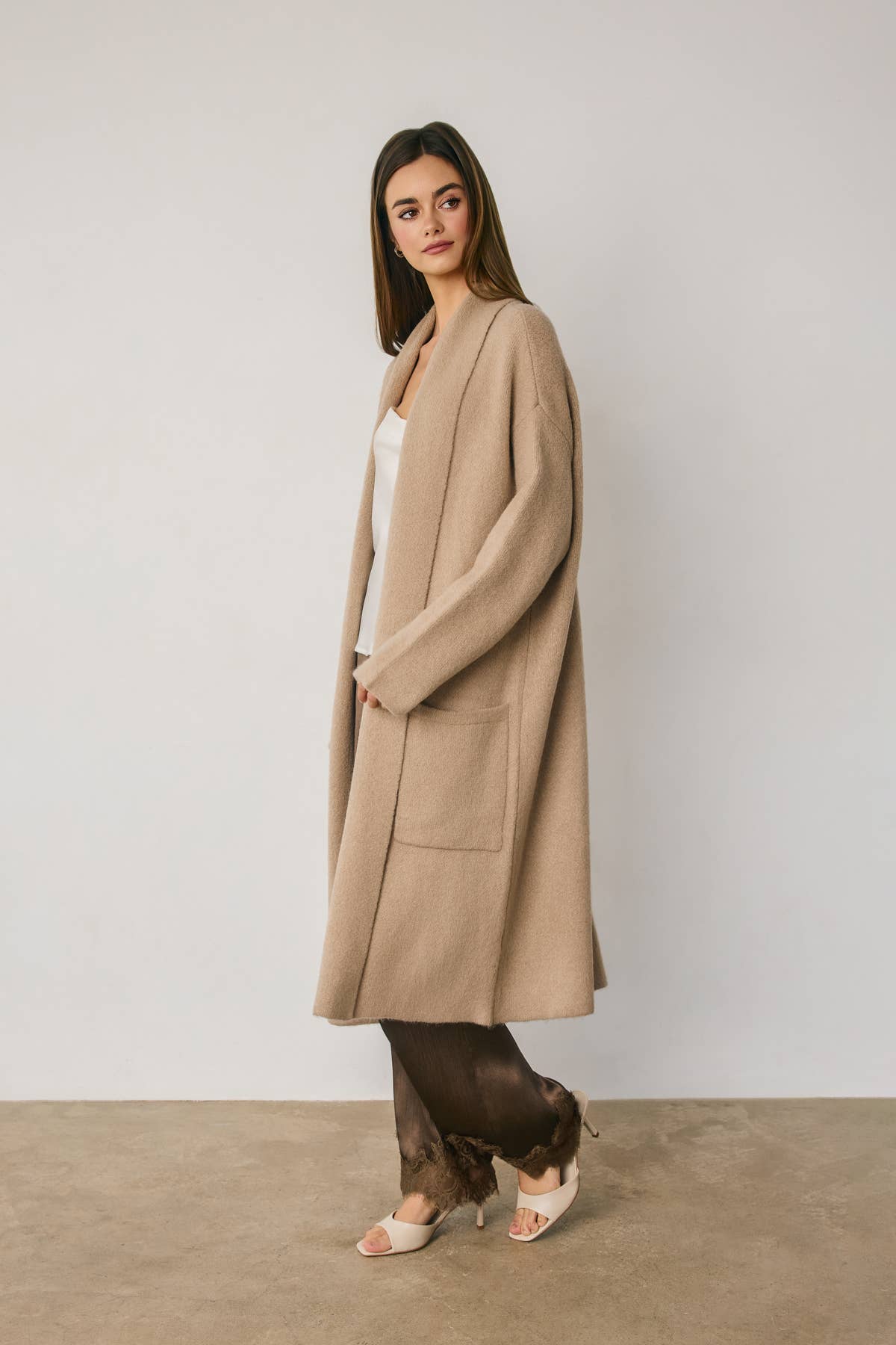 Relaxed Open Front Long Cardigan