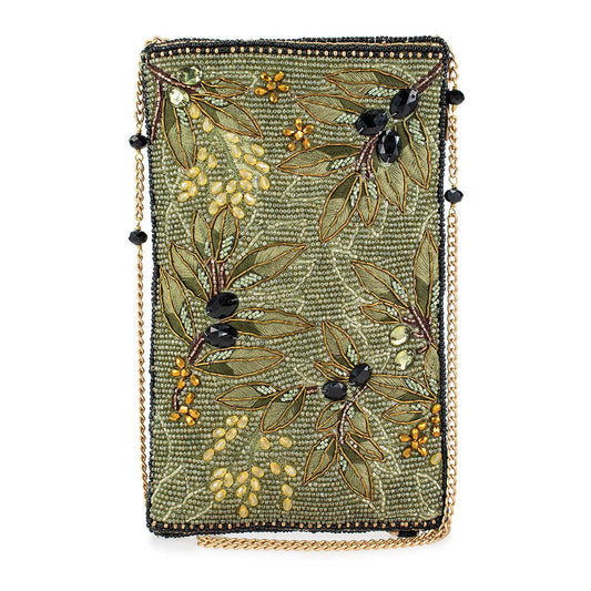 Olive Branch Beaded & Embroidered Crossbody Phone Bag