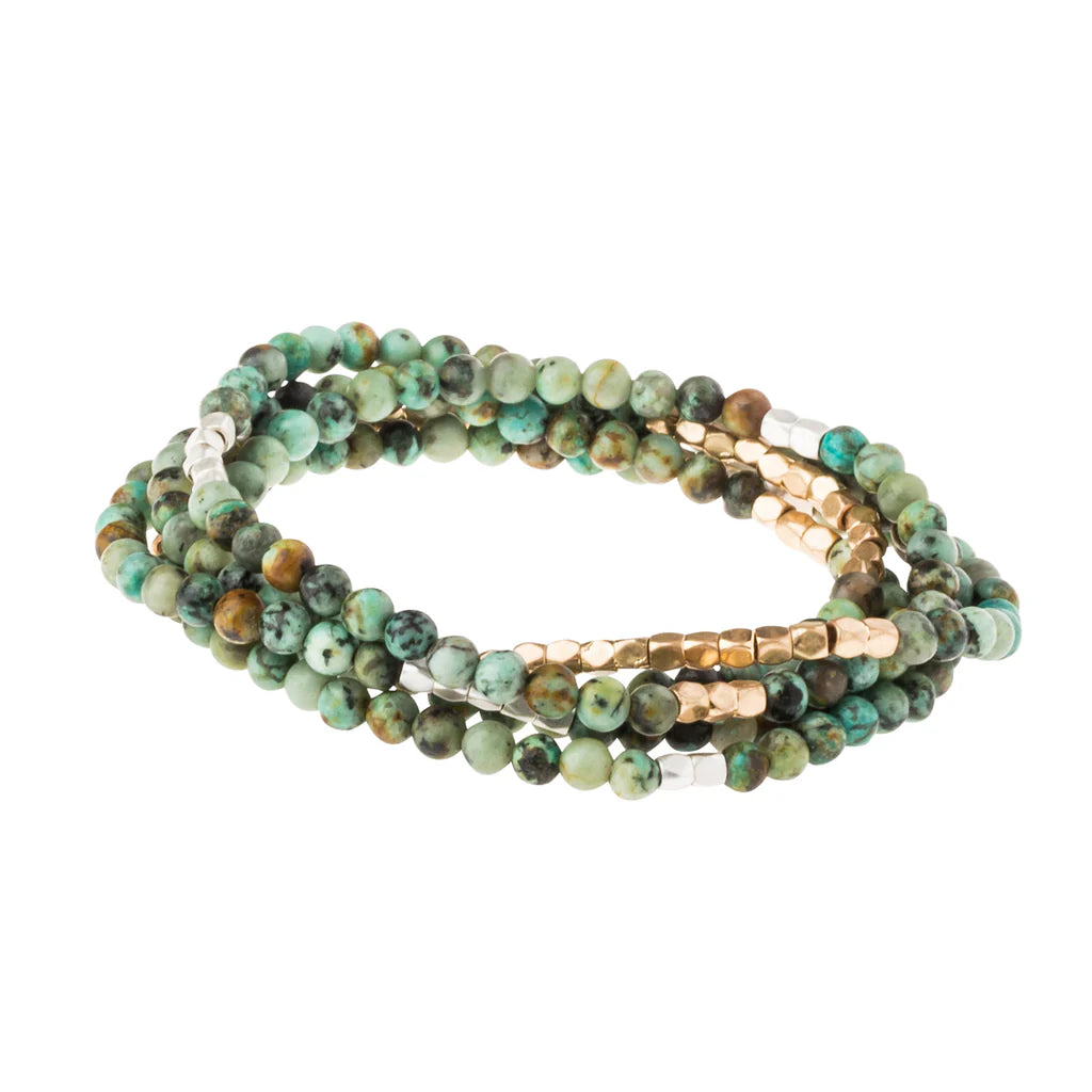 Stone Wrap Necklace & Bracelet | African Turquoise