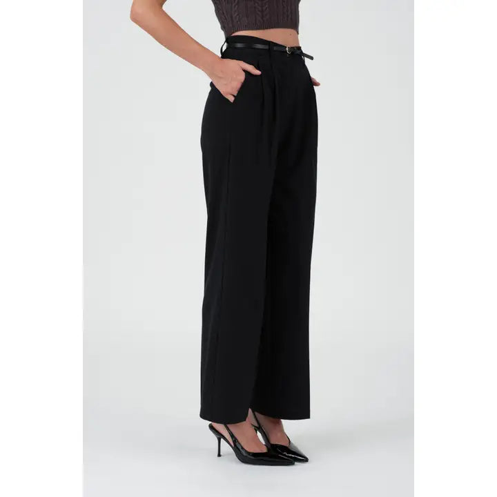 High Waist Pleated Wide Leg Dress Pants