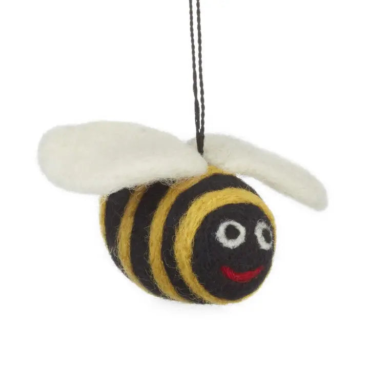 Handmade Biodegradable Big Bumblebee Hanging Needle Felt