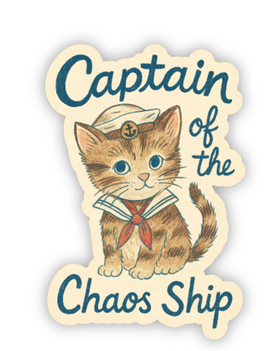 Captain of the Chaos Ship Sticker – Sailor Cat Design