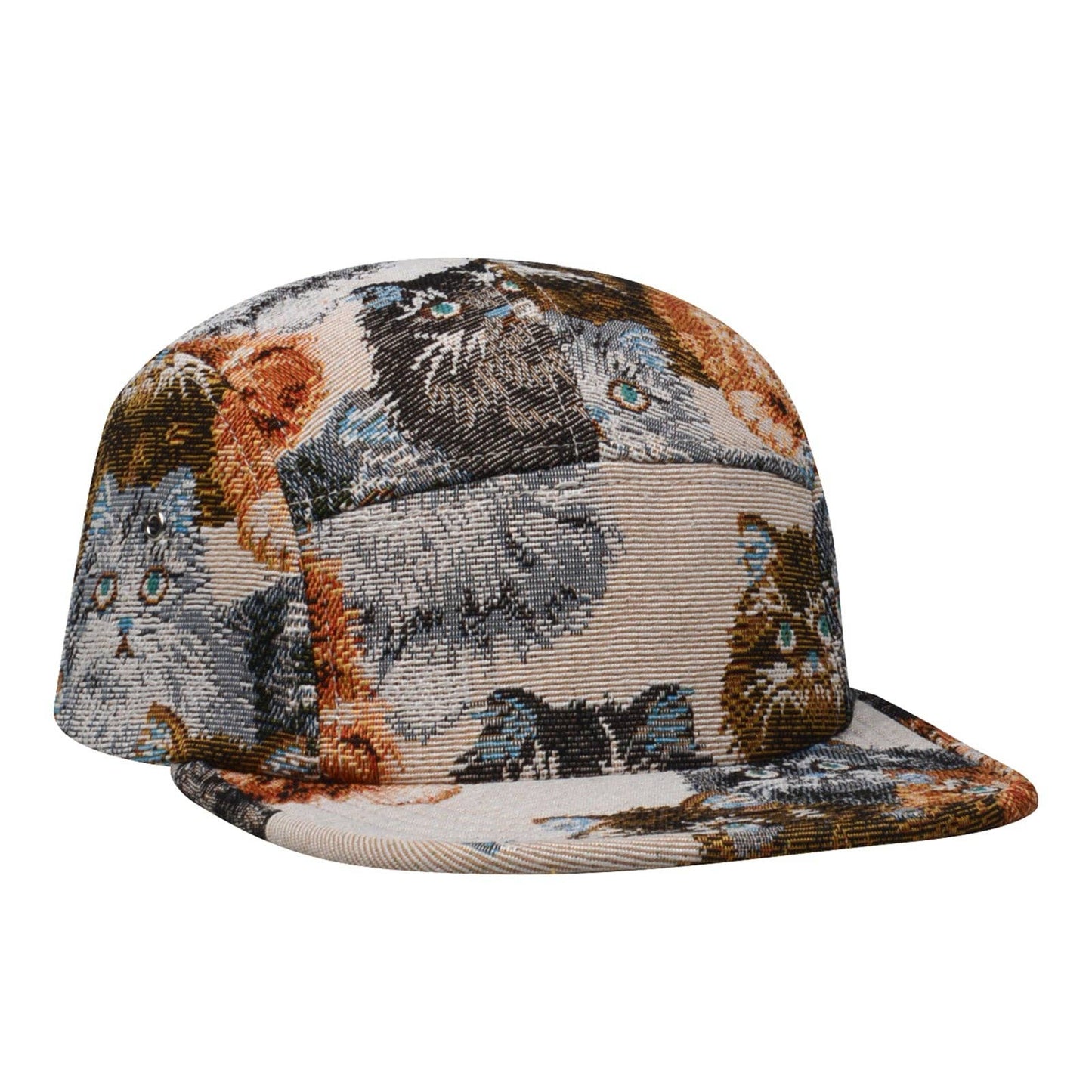 Cat Jacquard 5 Panel Hat Camp Cap | Cat Lover Streetwear Hat | HatPhile