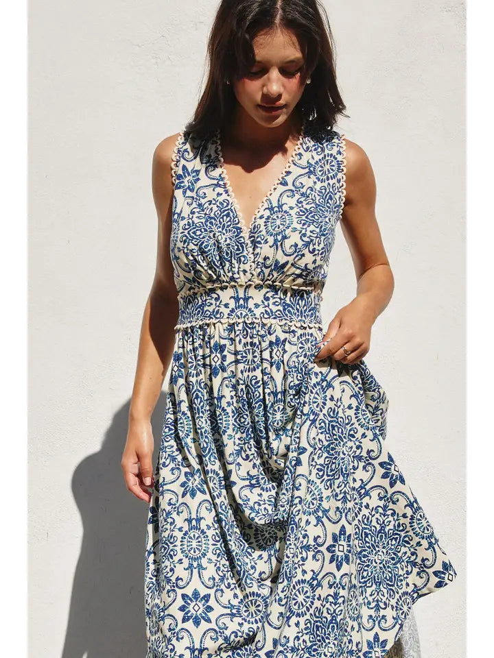 Summer in Capri Scalloped Lace Maxi Dress