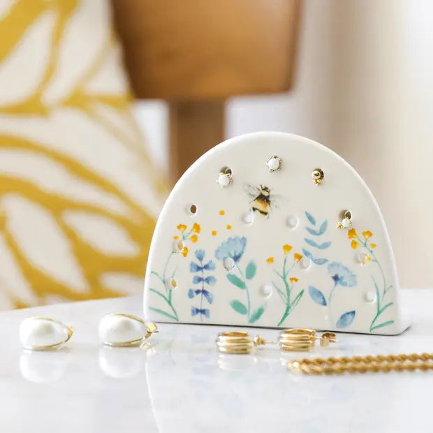 Floral Ceramic Earring Holder