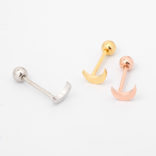 Tiny Crescent Moon Screw Back Earring