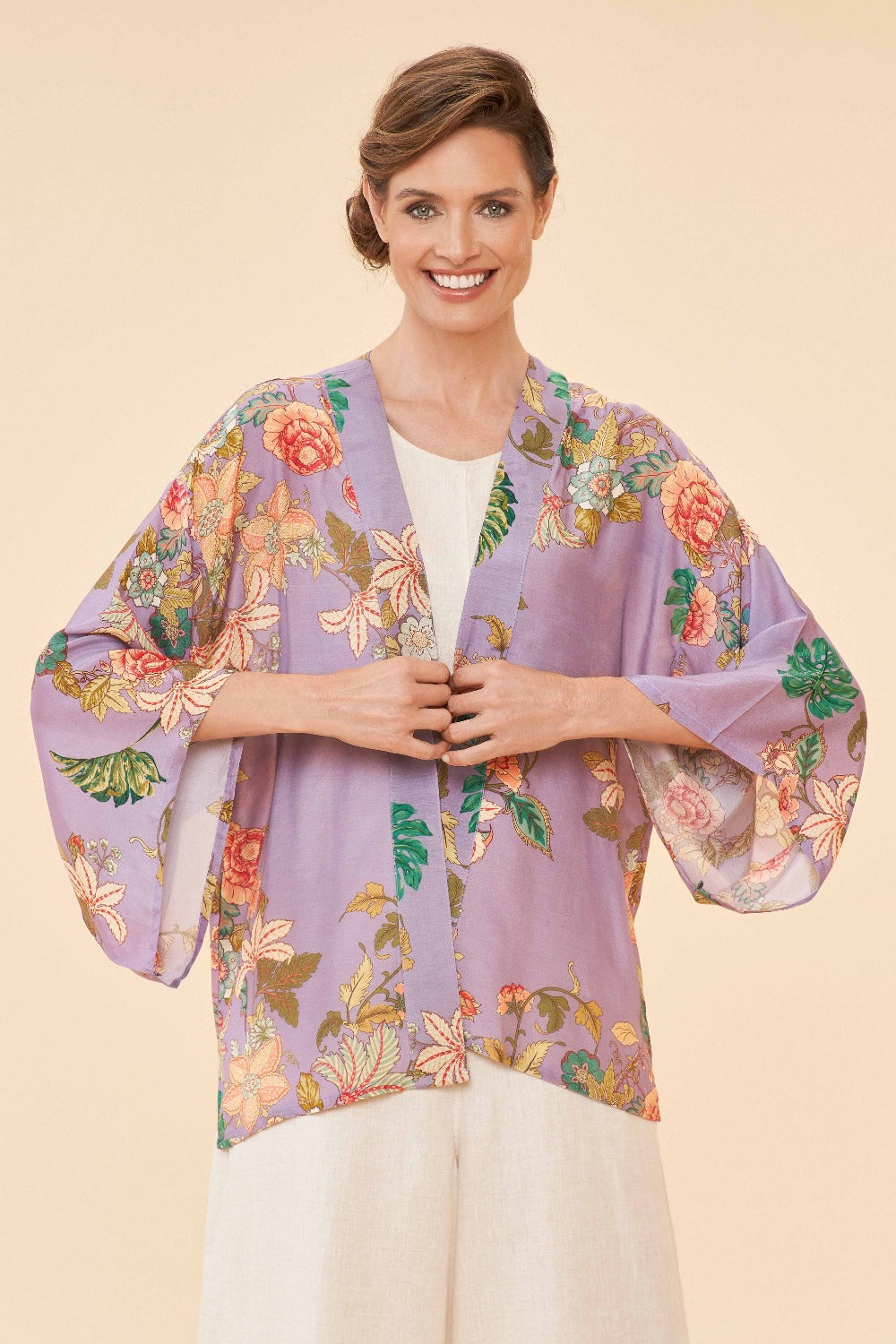 Prancing Tiger Kimono Jacket | Lilac