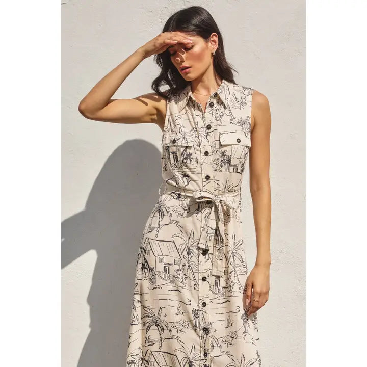 Sail Away with Me Sleeveless Shirt Dress