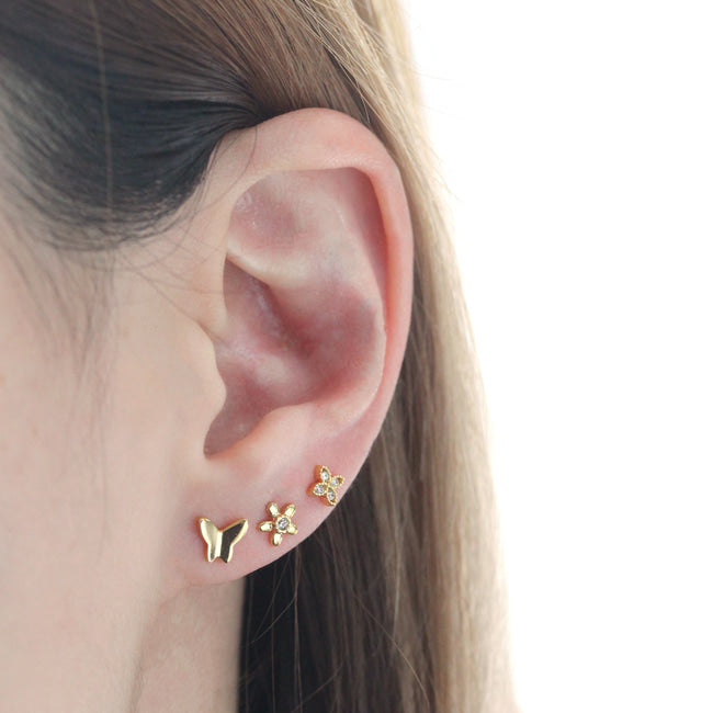 Tiny Butterfly Screw Back Earring