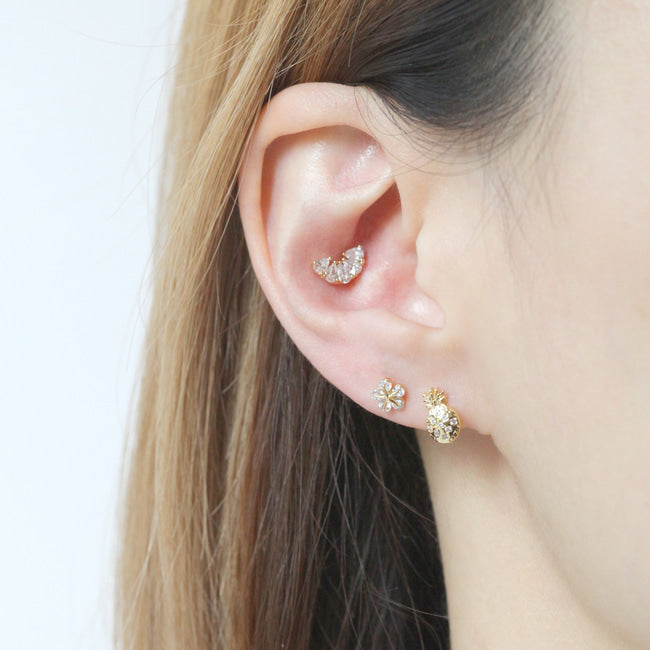 Tiny Star Flower Screw Back Earring