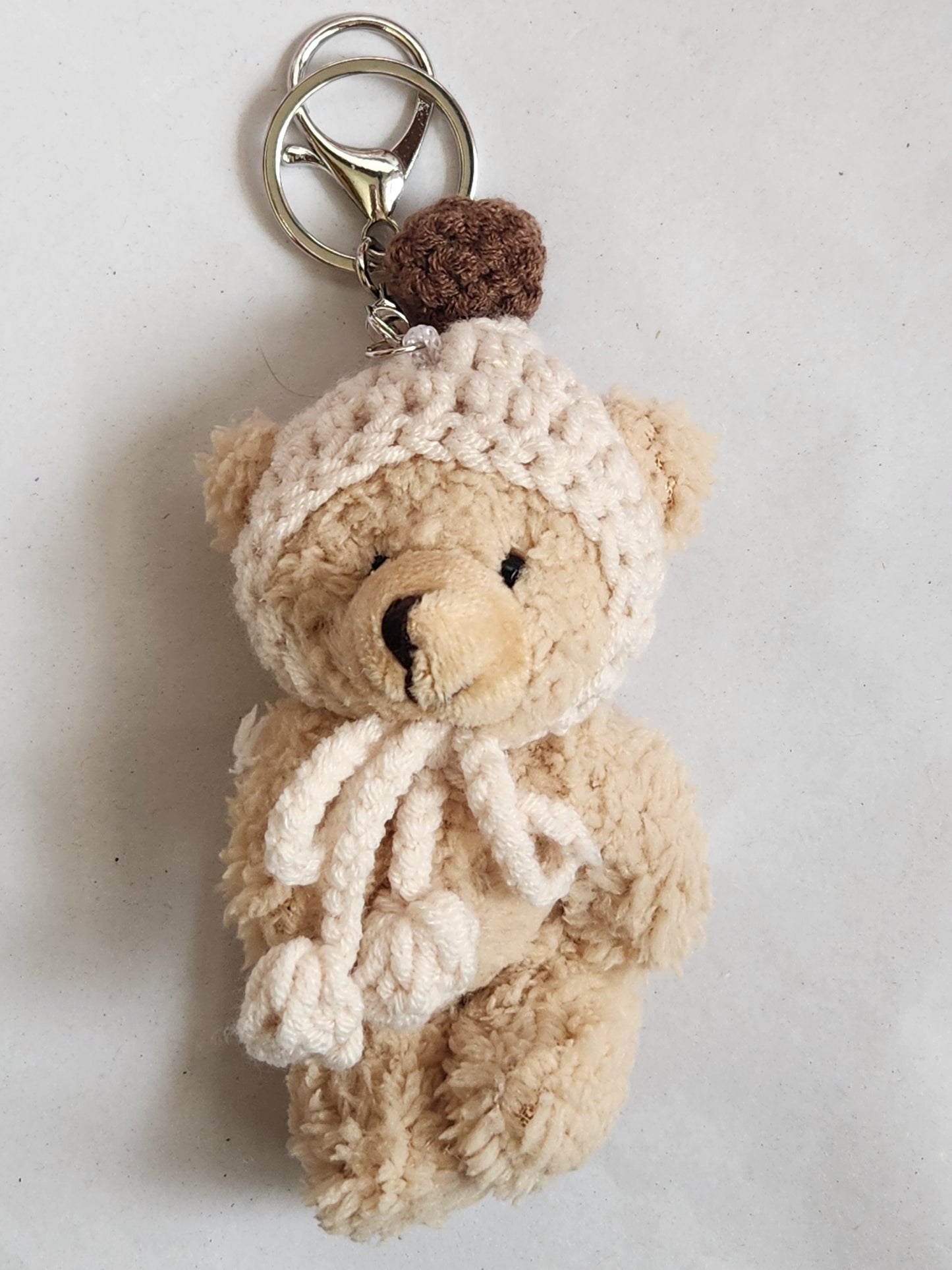 Fluffy Bear With Hat Keychain