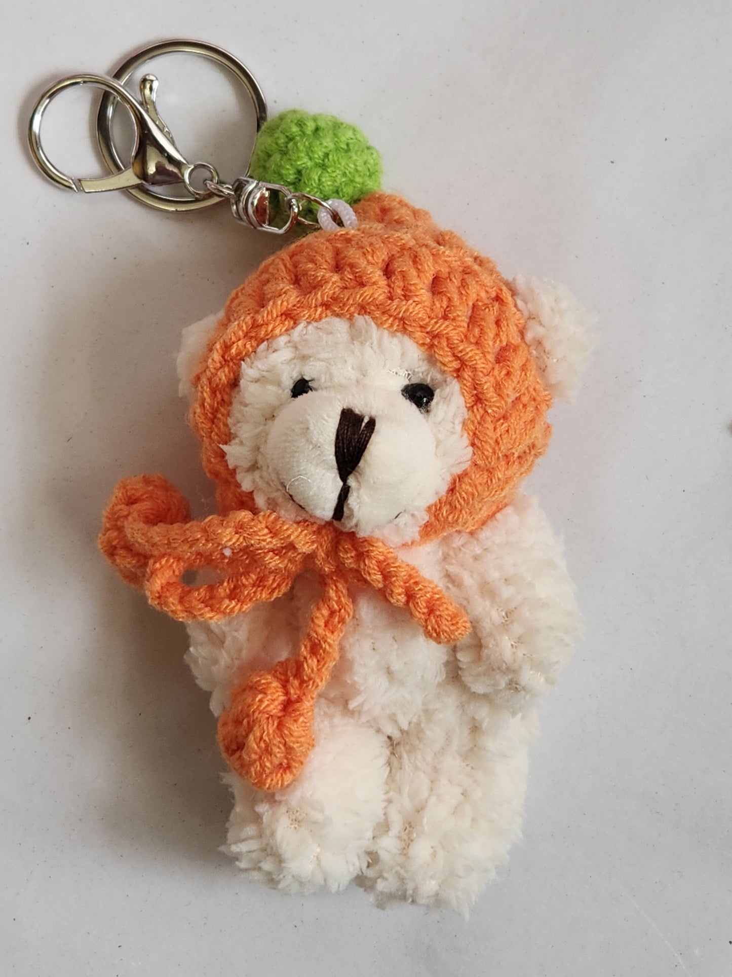 Fluffy Bear With Hat Keychain