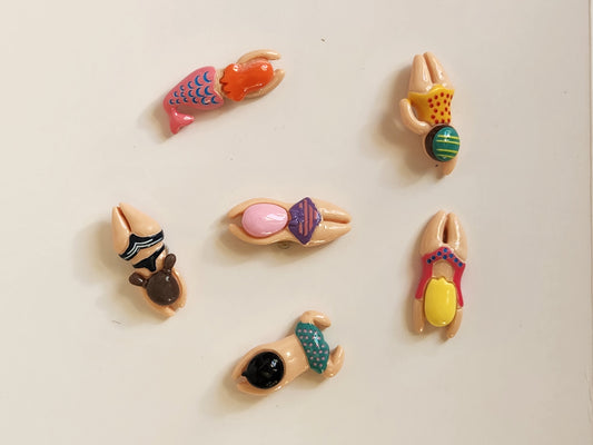 Small Women Swimming Magnets Set Of 6