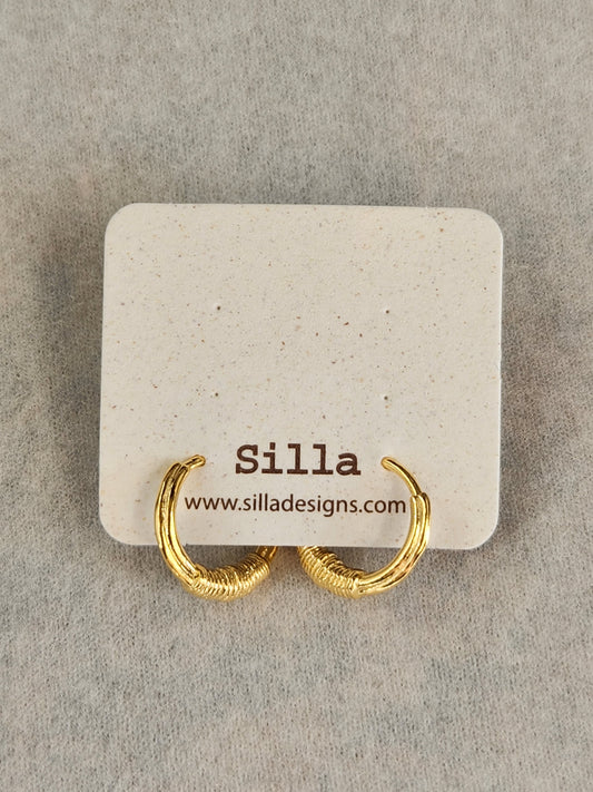 Gold Wire Wrapped Hoop Earring