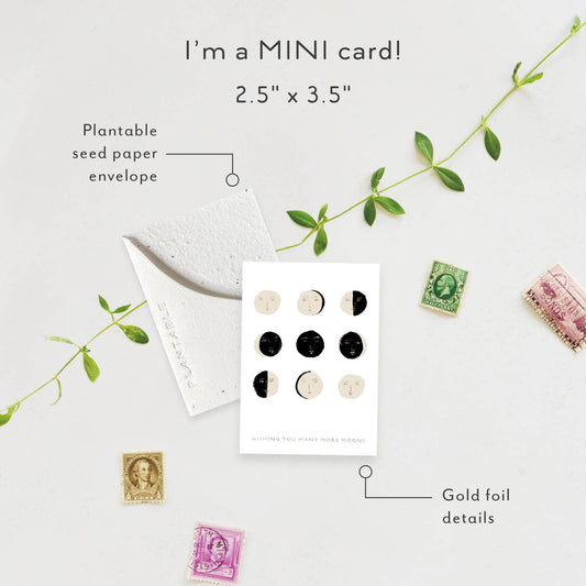 Many Moons Sprout - Birthday Mini Greeting Card (2.5"x3.5")